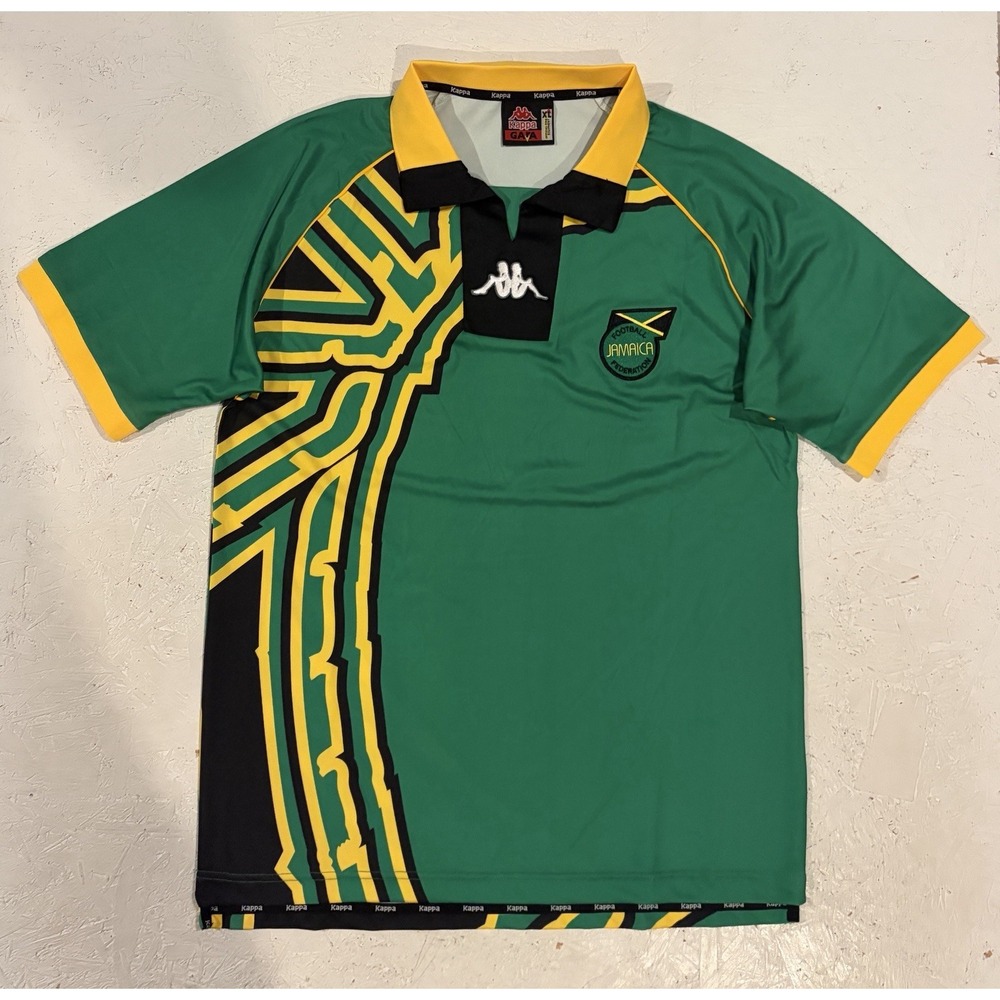 Kappa Jamaica 1998 2000 Away Football Shirt Soccer Jersey Mens XL Green Yellow